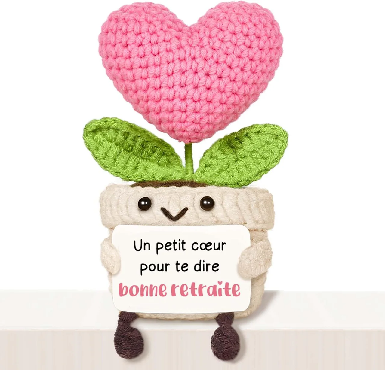 Cœur au crochet fait main « Un petit cœur pour te dire bonne retraite »