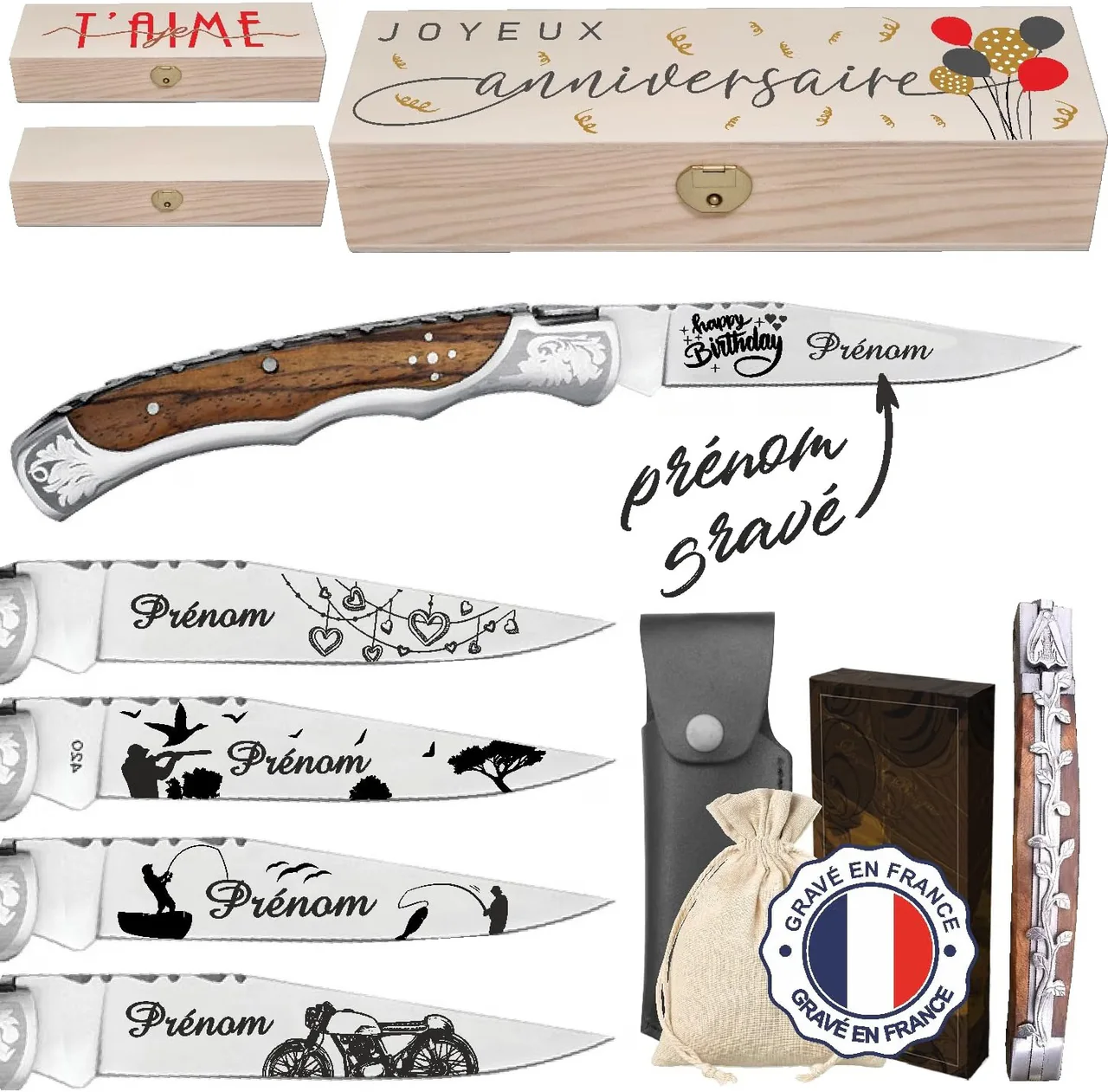 Couteau pliant Laguiole gravé au prénom