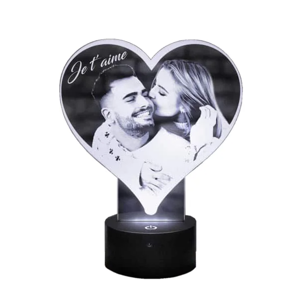 Lampe cœur personnalisée avec photo et texte