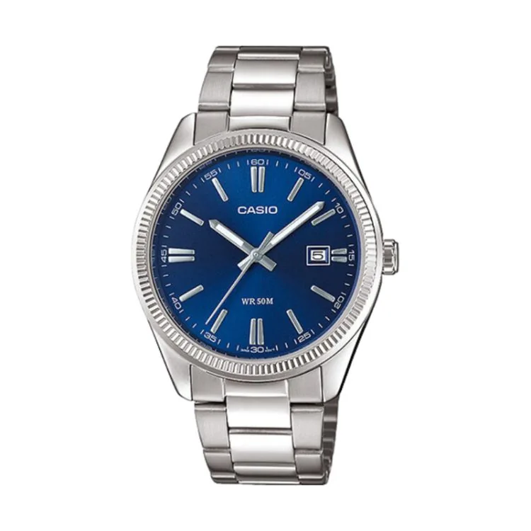 Montre homme Casio Collection, bracelet et cadran bleus