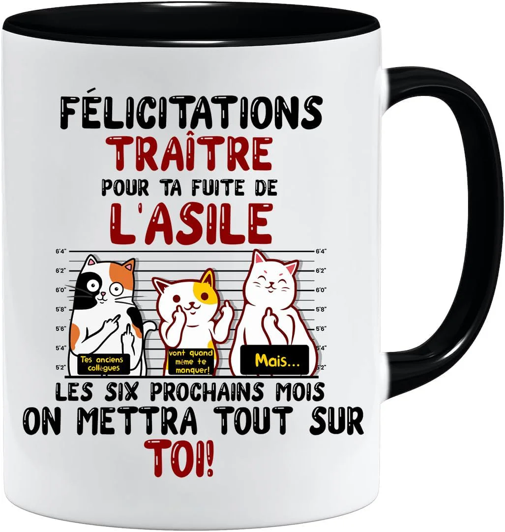 Mug « Félicitations traître » pour un départ en retraite