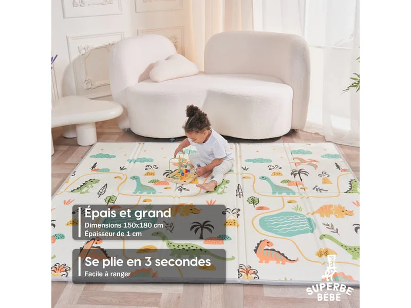 Tapis d’éveil pliable Dino 150 × 180 cm