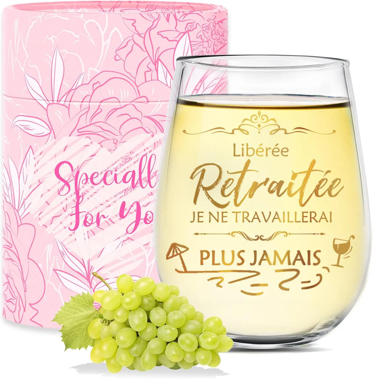 Verre à vin « Libérée, retraitée, je ne travaillerai plus jamais »